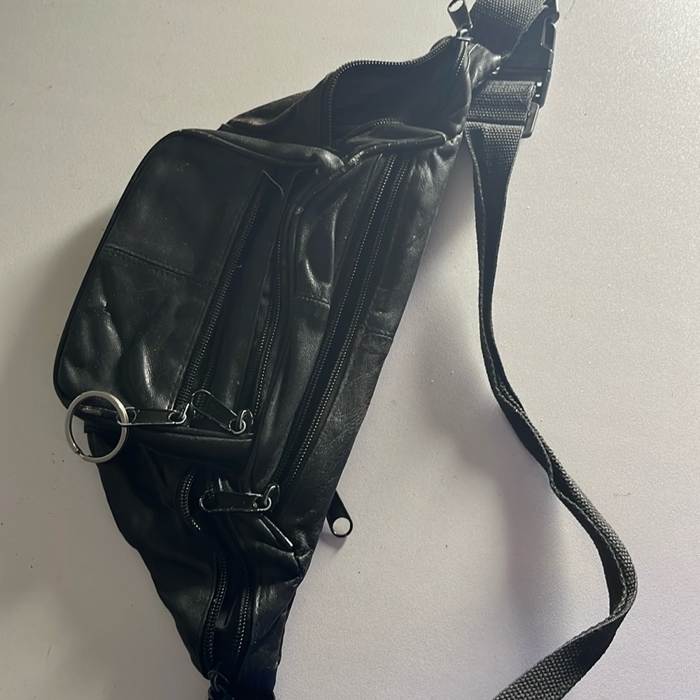 Black leather Fanny pack
